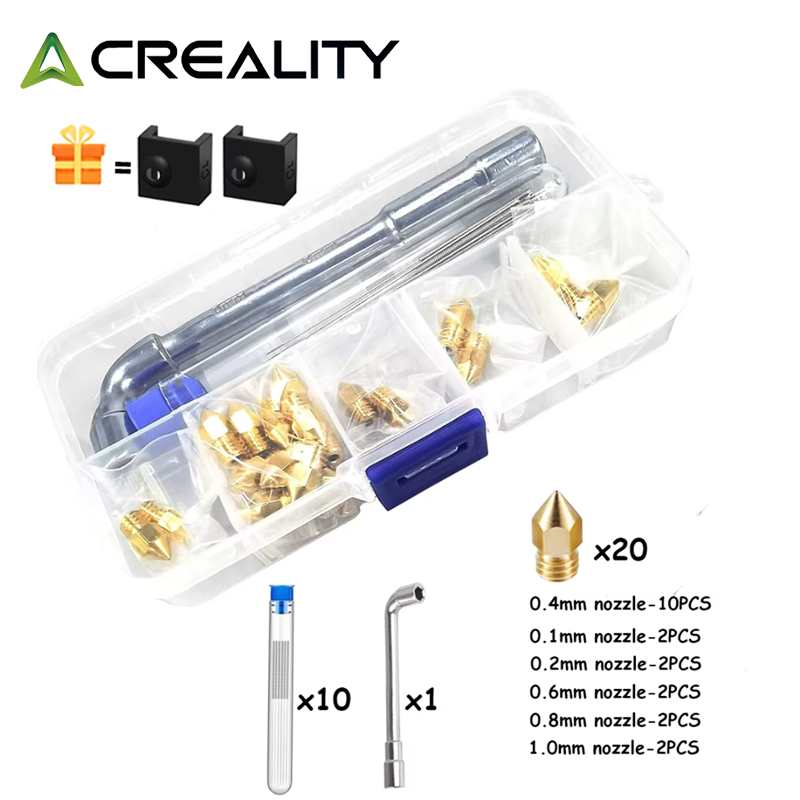 كرياليتي 20 قطعة MK8 فوهة نحاس - مراجعة 3D Printing Creality وسعره